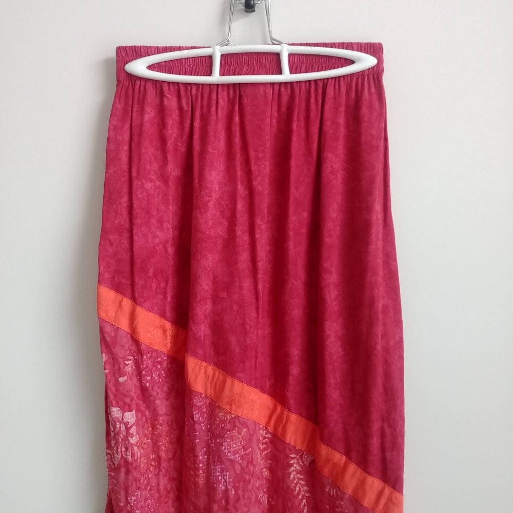 Island Girl Antigua West Indies long asymmetrical pink maxi skirt rayon Small - Picture 7 of 13